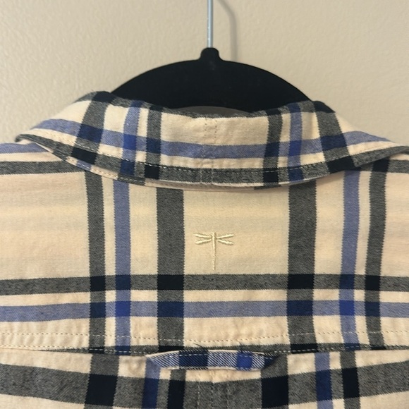 Tyler Boe Cotton Flannel Half-Button Plaid Tunic Shirt Sz Small Farmhouse Preppy - Picture 7 of 10